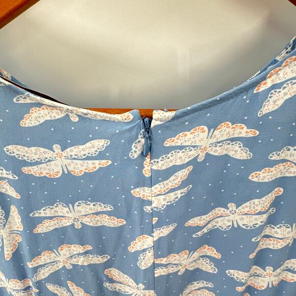 LOFT Soft Blue Butterfly Flutter Sleeve Midi Dress // 12 - Picture 10 of 12